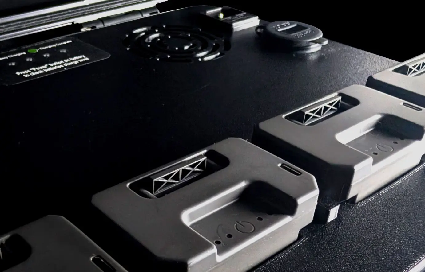 Close up shot of a Colorado Drone Chargers Parrot ANAFI UKR Portable Rapid Charging System